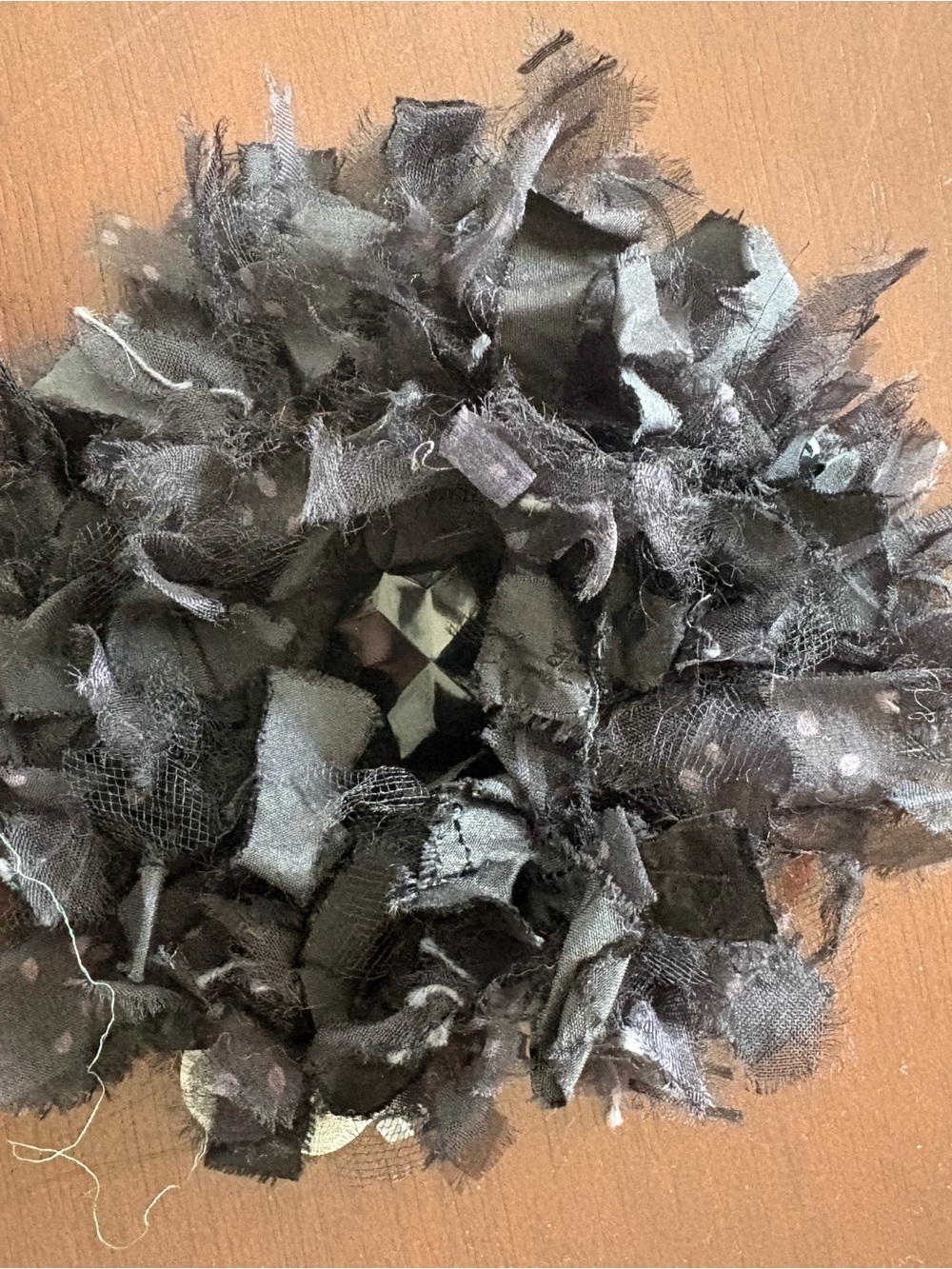 Black Fabric Floral Brooch Pin - Unknown Brand